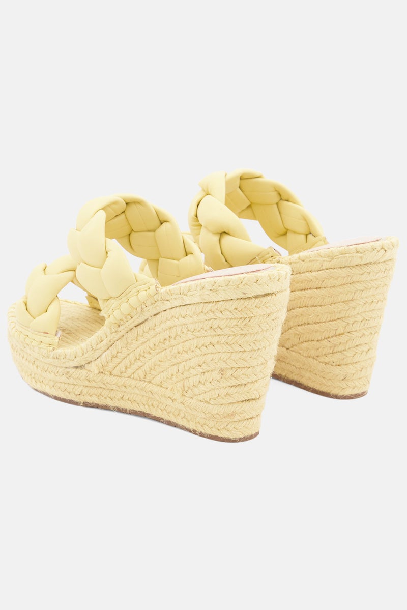 Women Medium Owen Braid Slip On Casual Wedges, Yellow