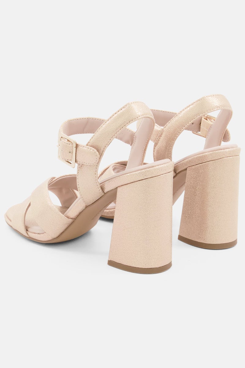 Women Medium Adjustable Buckle Sandal, Beige