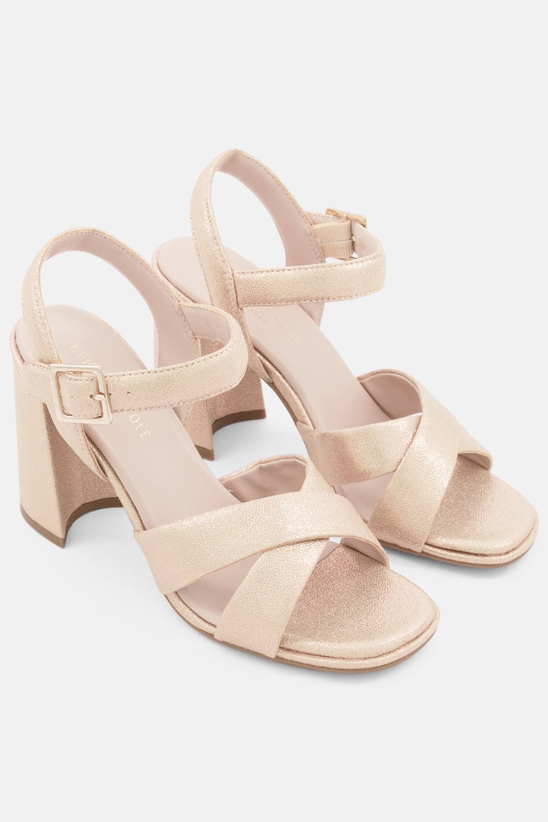 Women Medium Adjustable Buckle Sandal, Beige