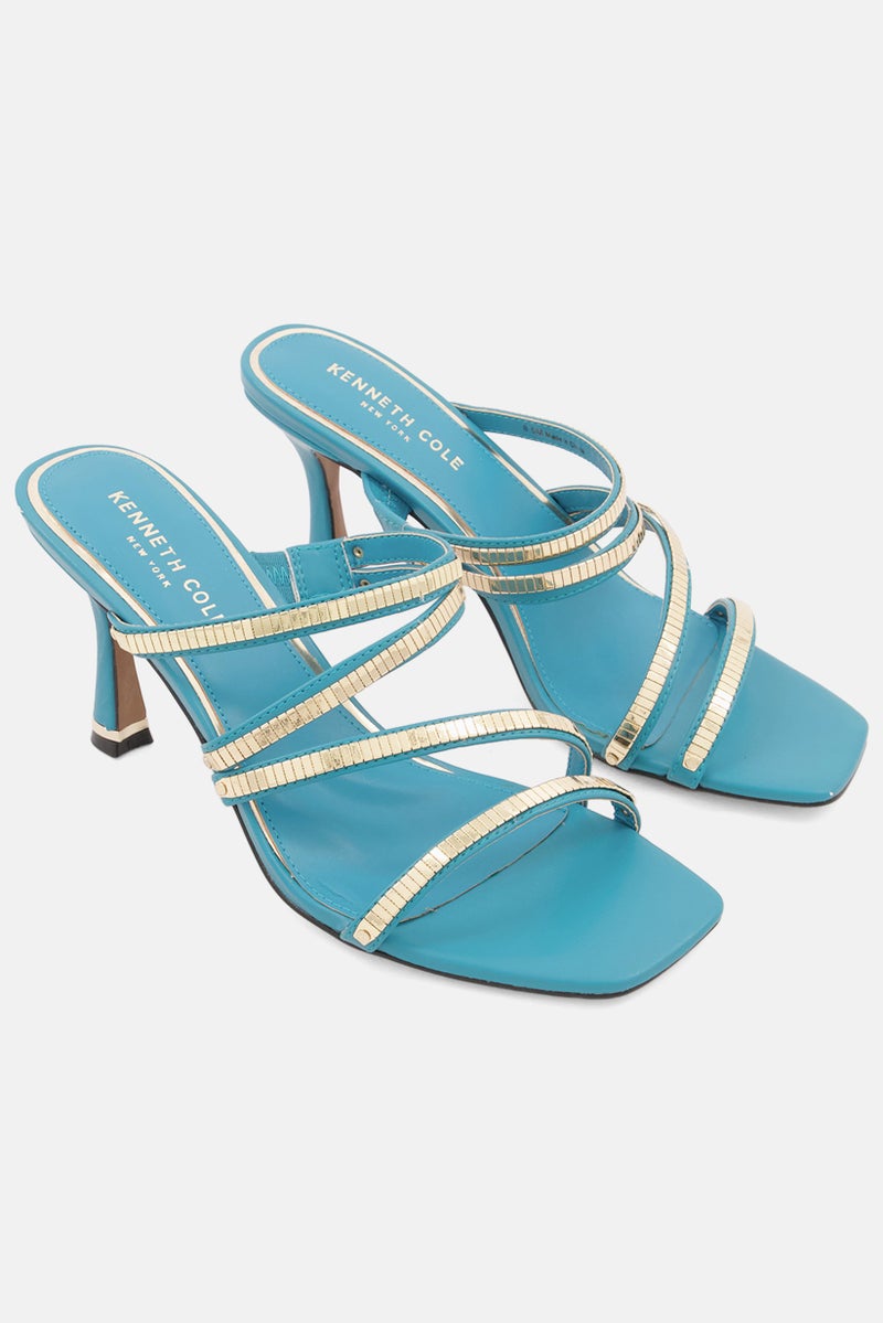 Women Medium Blanche Multi Chain Slip On Sandals, Turquoise