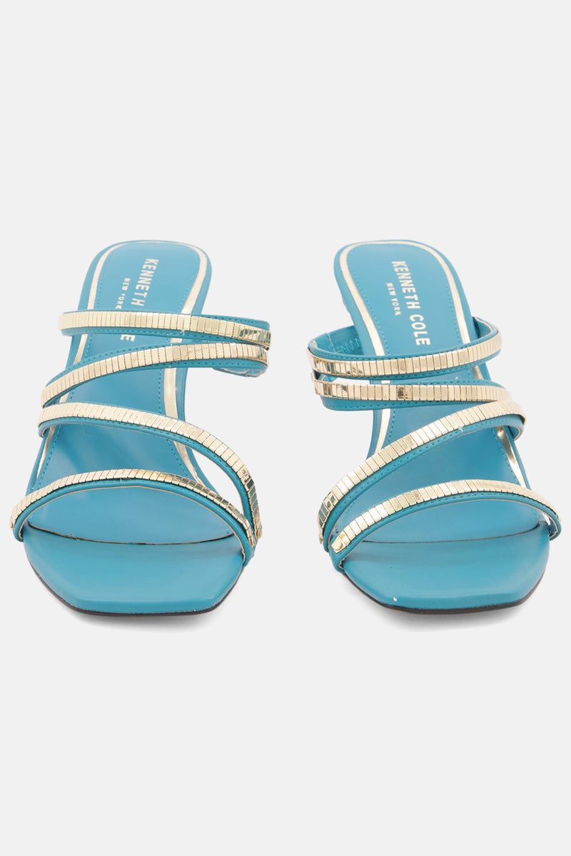 Women Medium Blanche Multi Chain Slip On Sandals, Turquoise