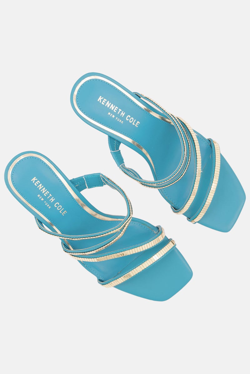 Women Medium Blanche Multi Chain Slip On Sandals, Turquoise