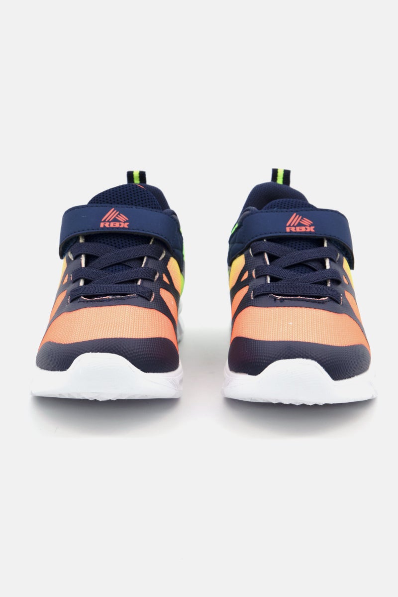 Kids Boy Velcro Closure Light Up Light Shoes, Navy/Orange