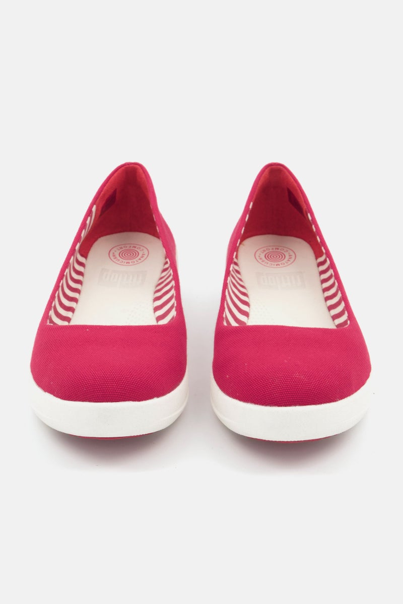 Kids Girl Slip On Ballerina Canvas Shoes, Red/White