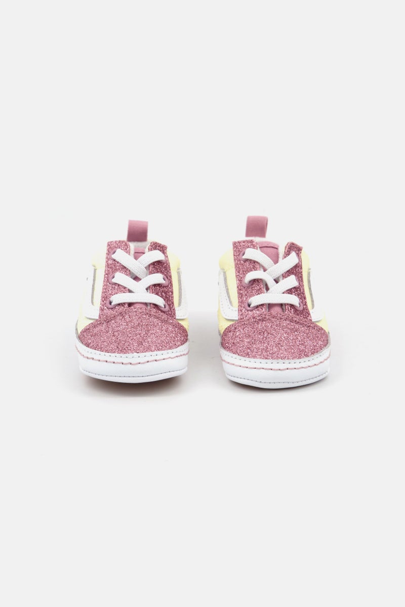 Toddlers Girl Two Tone Glittery Shoes, Yellow/Pink