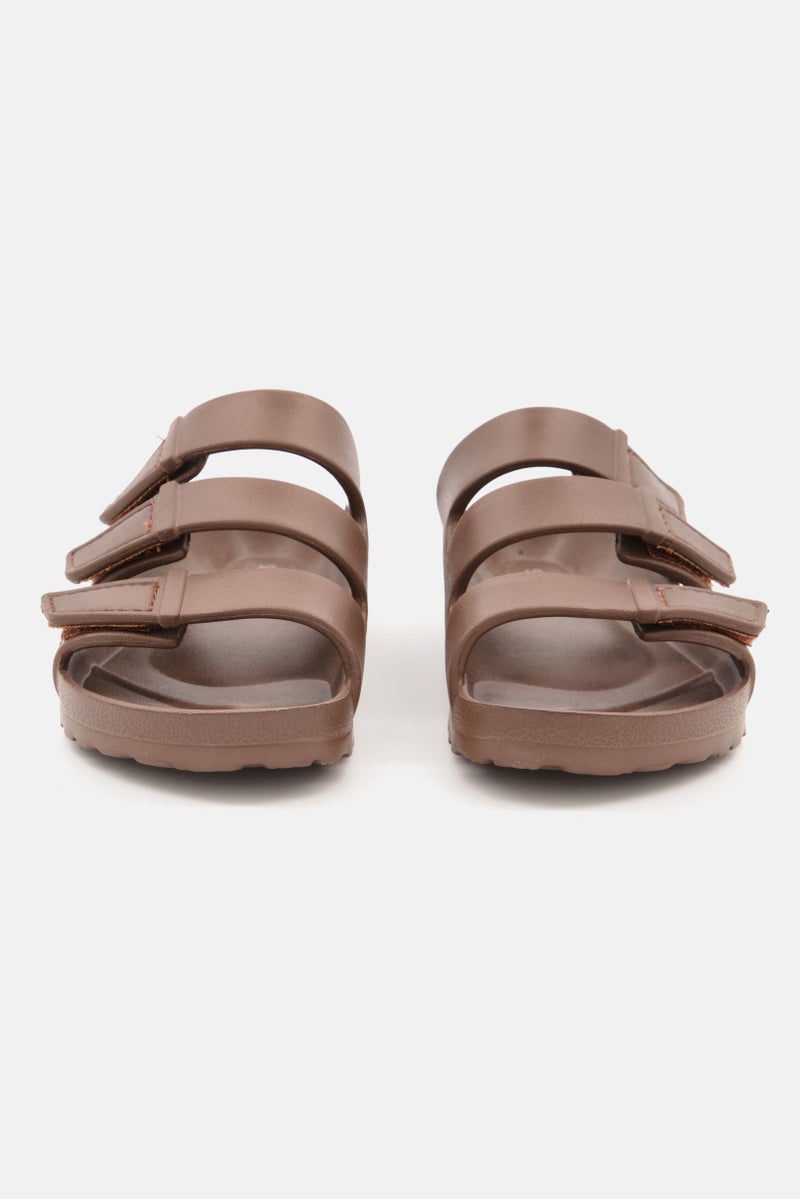 Kids Boy  Velcro Closure Brand Logo Sandals, Tan