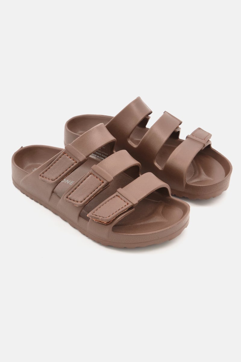 Kids Boy  Velcro Closure Brand Logo Sandals, Tan