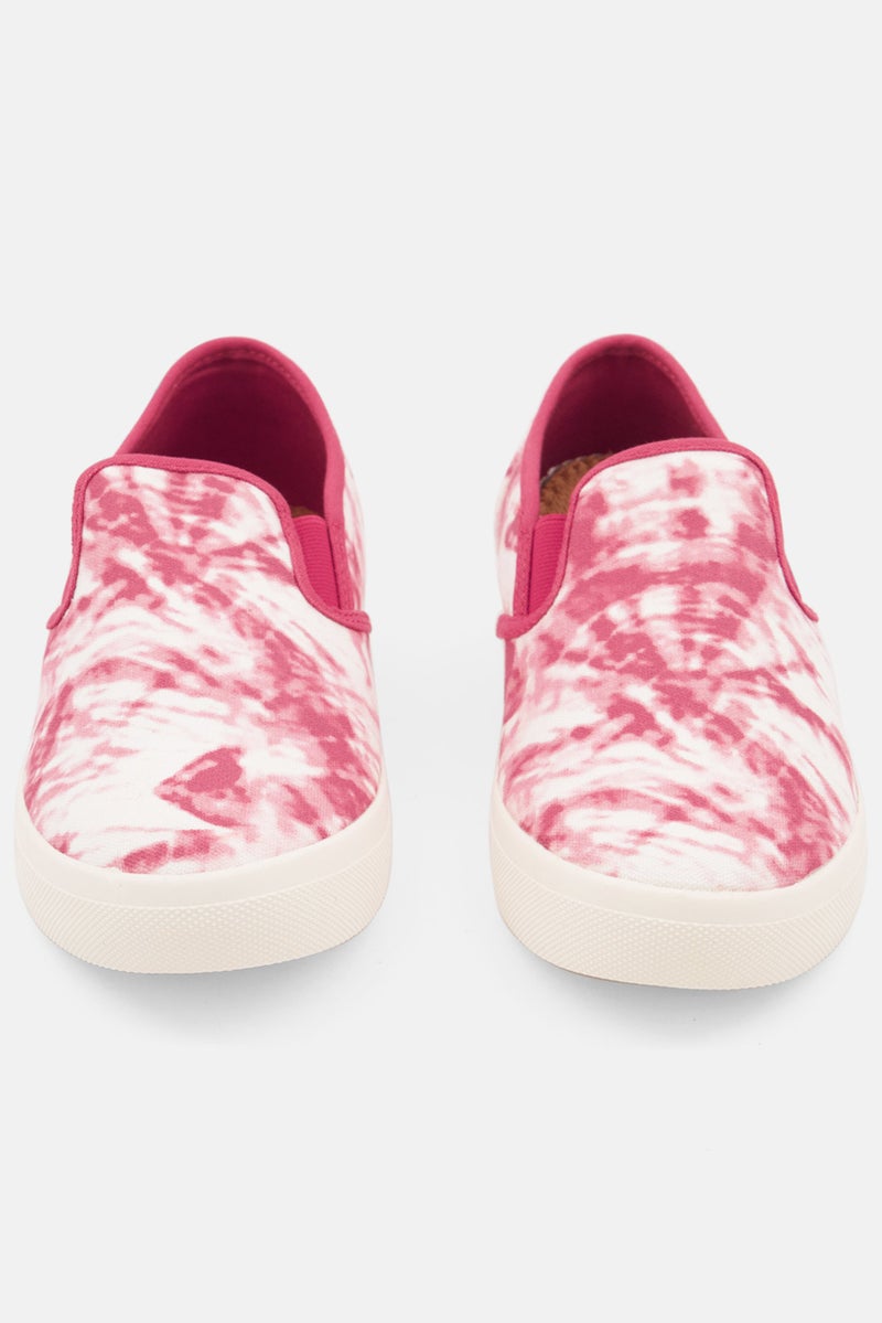 Kids Girl Reins Tie Dye Slip On Sneaker Shoe, Red Combo