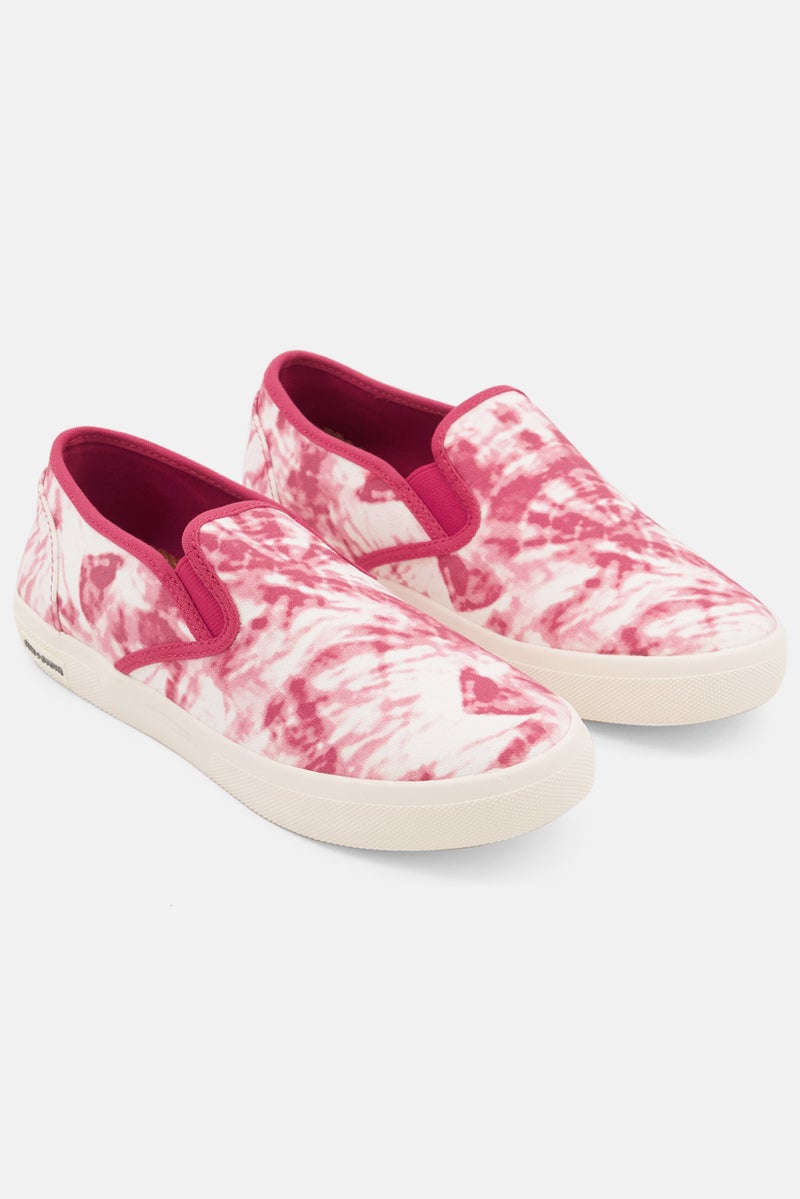 Kids Girl Reins Tie Dye Slip On Sneaker Shoe, Red Combo