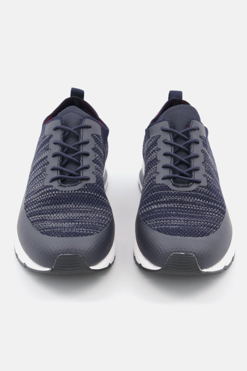 Men Textured Lace Up Shoes, Navy