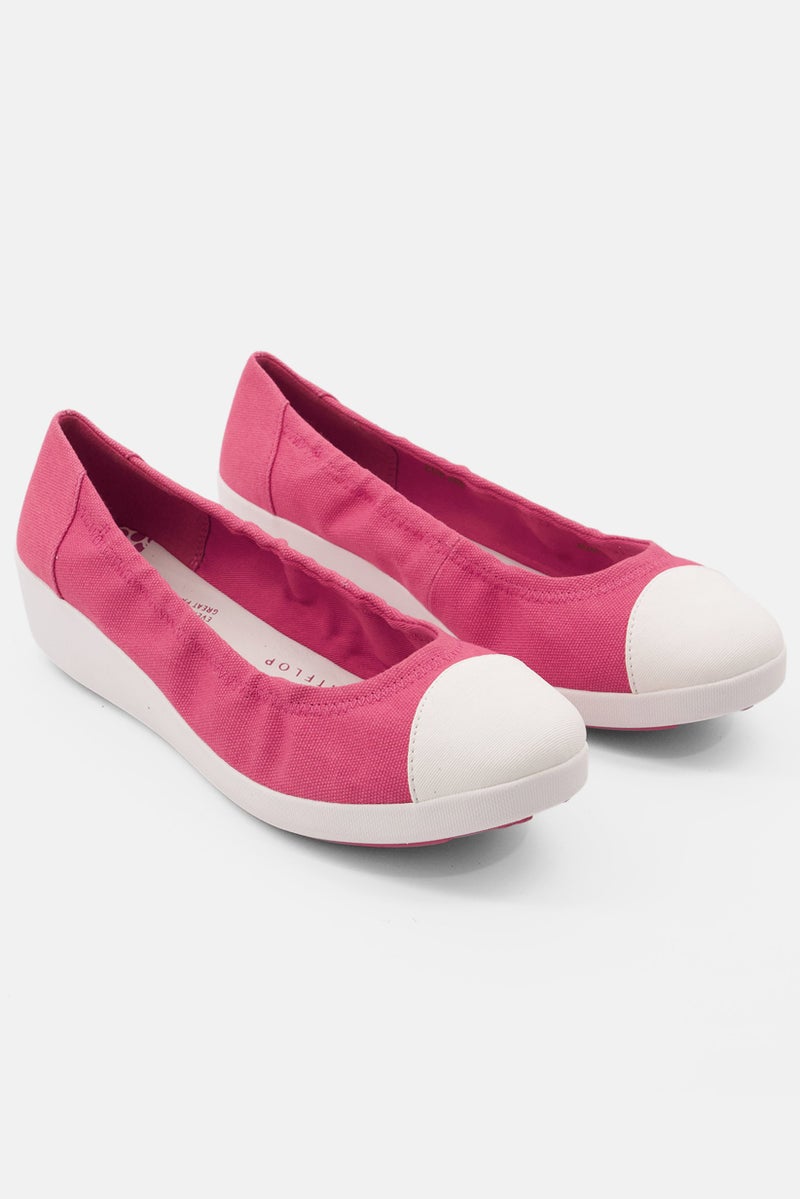 Women Slip On Causal Shoes, Dark Pink/White