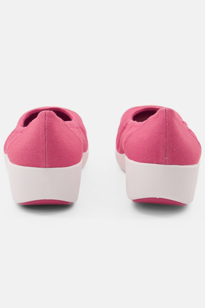 Women Slip On Causal Shoes, Dark Pink/White