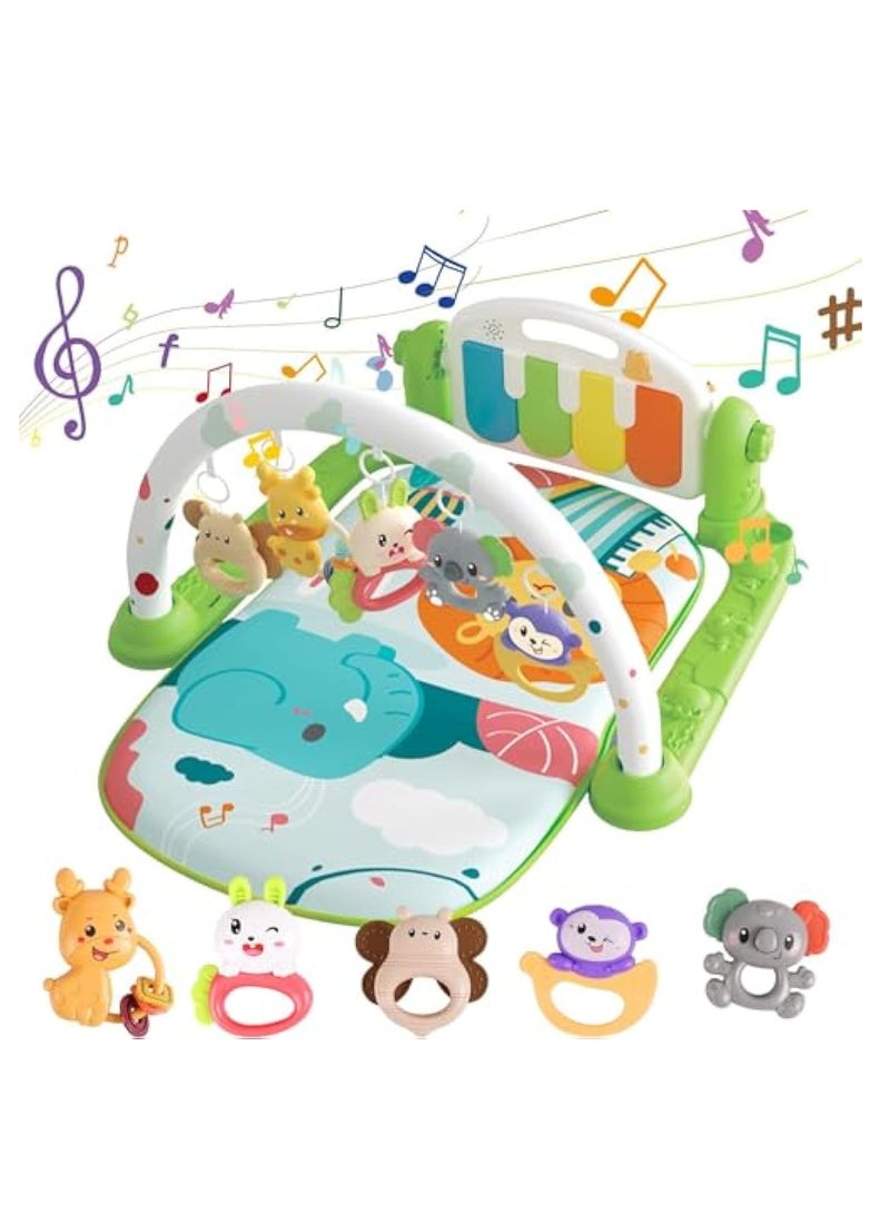Play Mats for Baby Gyms, Kick and Play Piano Gym Mats, Detachable Tummy Time Mat with Music and Lights, Musical Electronic Learning Toys, Activity Center for Babies and Toddlers