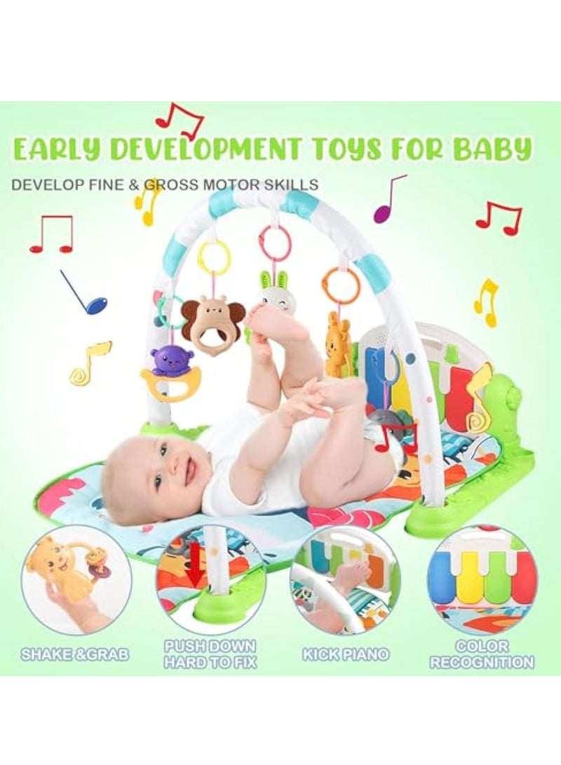 Play Mats for Baby Gyms, Kick and Play Piano Gym Mats, Detachable Tummy Time Mat with Music and Lights, Musical Electronic Learning Toys, Activity Center for Babies and Toddlers