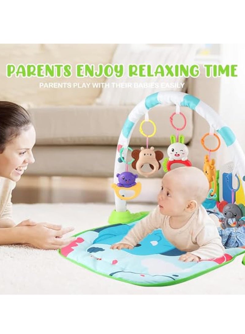 Play Mats for Baby Gyms, Kick and Play Piano Gym Mats, Detachable Tummy Time Mat with Music and Lights, Musical Electronic Learning Toys, Activity Center for Babies and Toddlers