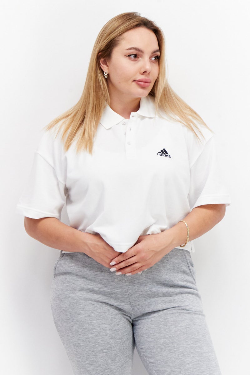 Women Sportswear Fit Outdoor Cropped Polo Shirt, White