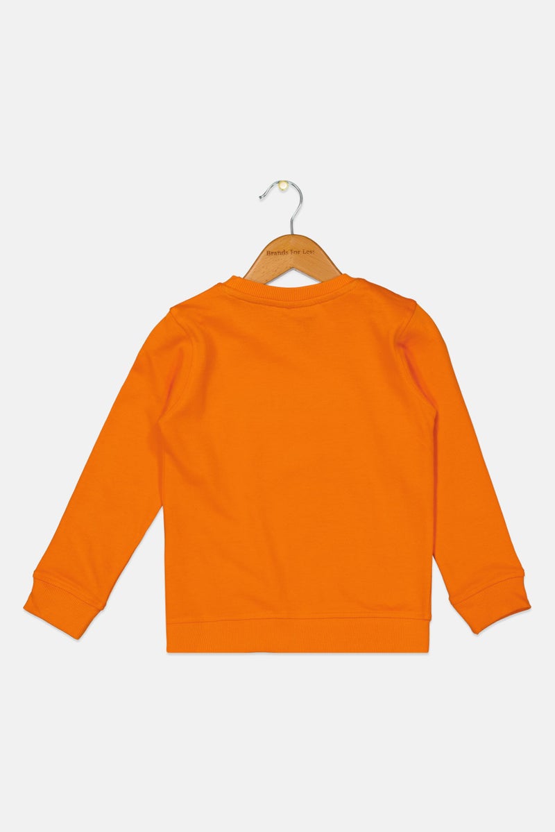 Toddlers Boy Embroidered Logo Sweatshirt, Orange