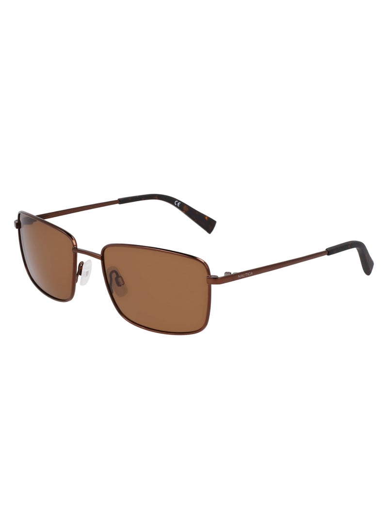 Men's UV Protection Rectangular Shape Metal Sunglasses N102SP-210-5518 - Lens Size: 55 - Matte Brown