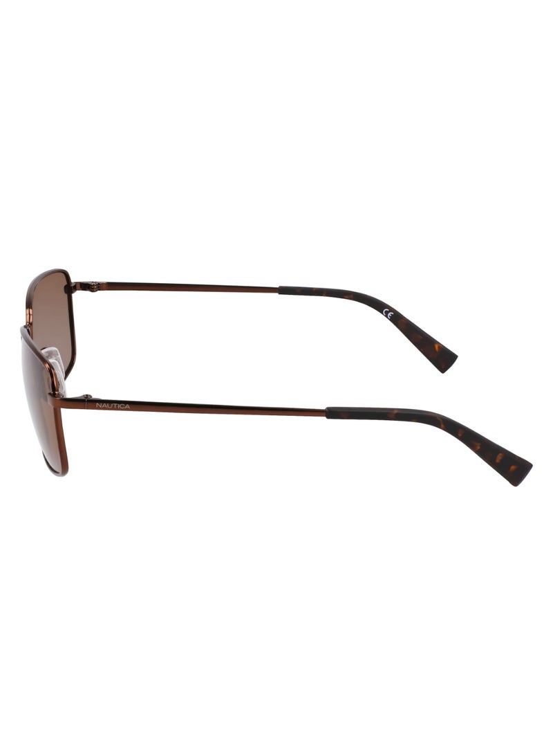 Men's UV Protection Rectangular Shape Metal Sunglasses N102SP-210-5518 - Lens Size: 55 - Matte Brown