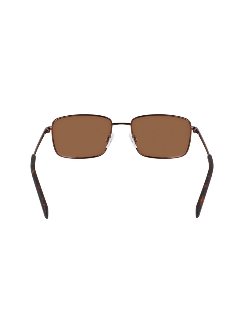 Men's UV Protection Rectangular Shape Metal Sunglasses N102SP-210-5518 - Lens Size: 55 - Matte Brown