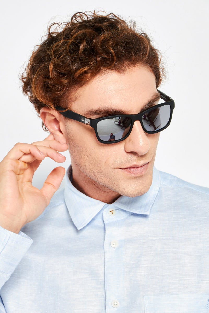 Men L737S Square Sunglasses, Black