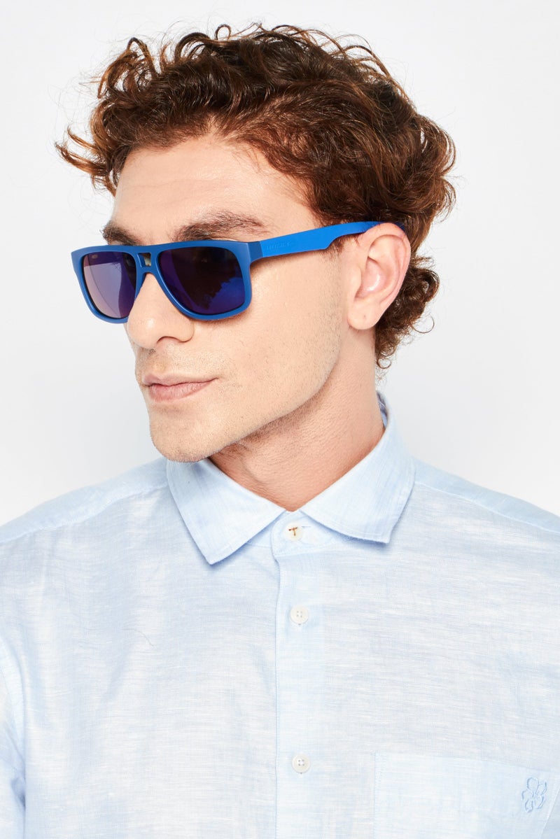 Men L817S Square Glasses, Matte Blue