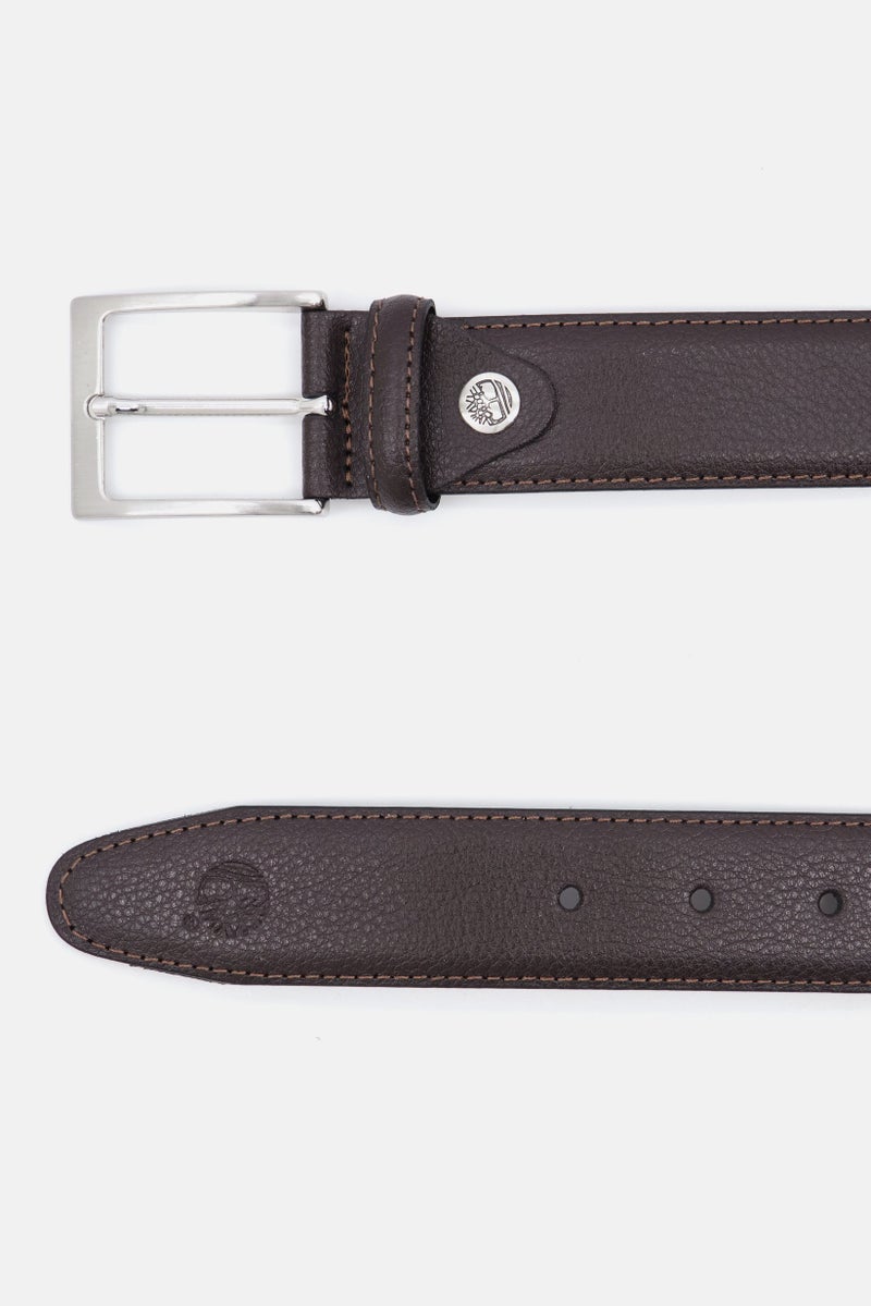 Men Leather Belt, Dark Brown