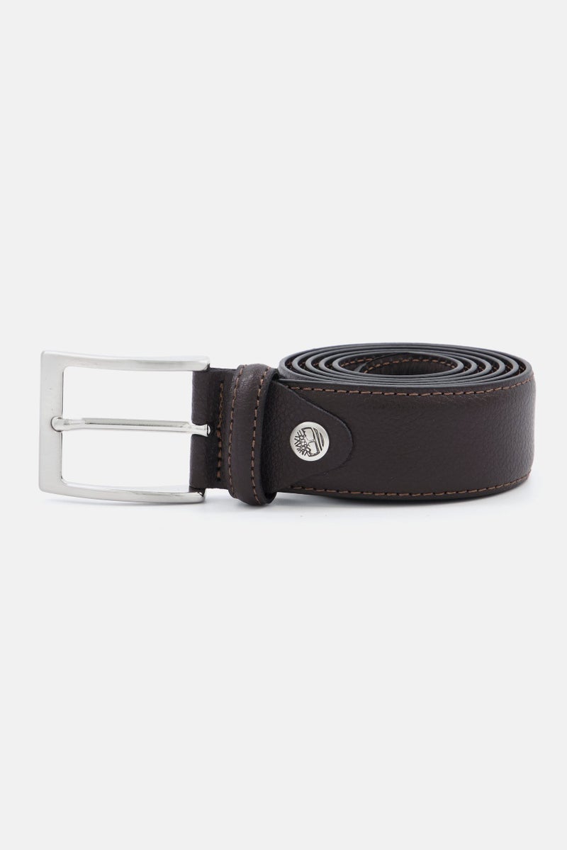 Men Leather Belt, Dark Brown