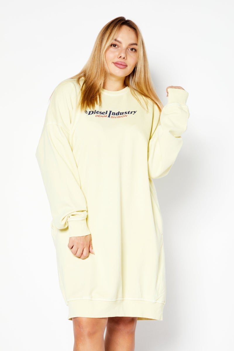 Women Brand Logo Mini Dress, Light Yellow