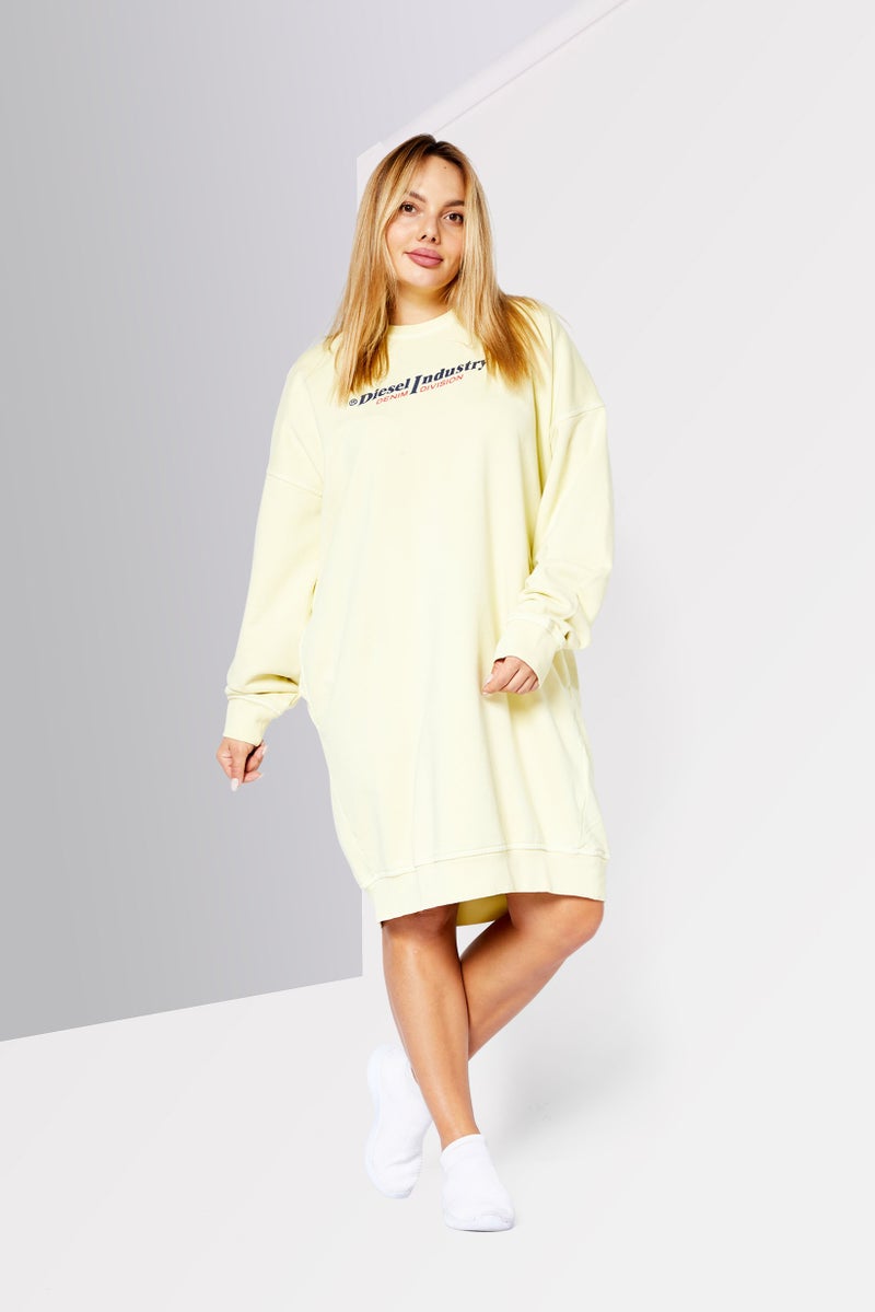 Women Brand Logo Mini Dress, Light Yellow