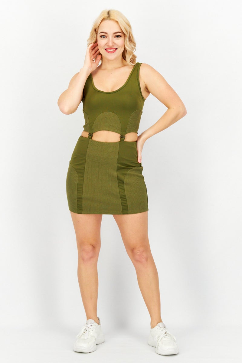 Women Sportswear Fit Mini Dress, Green