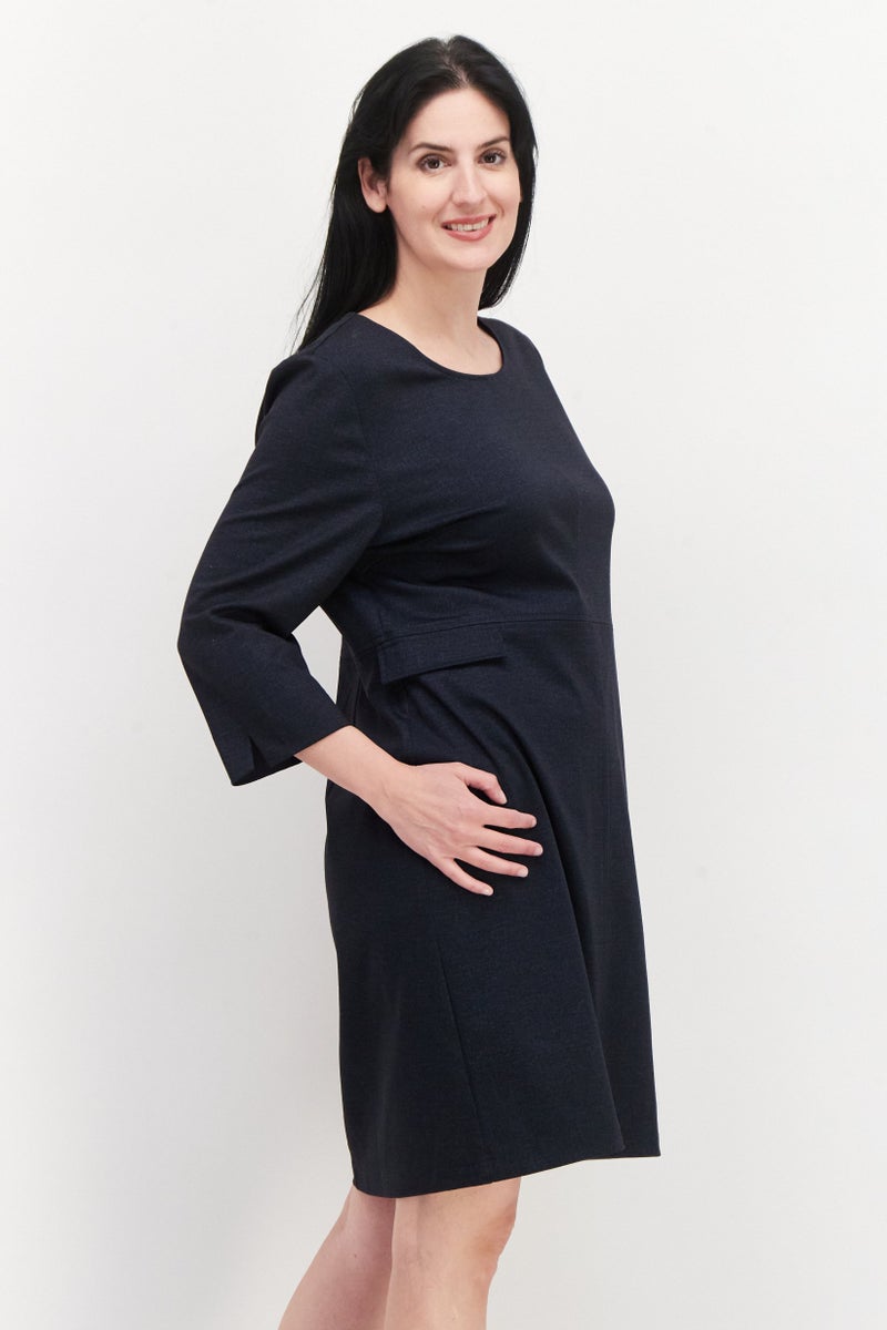 Women Chambray Midi Dress, Navy