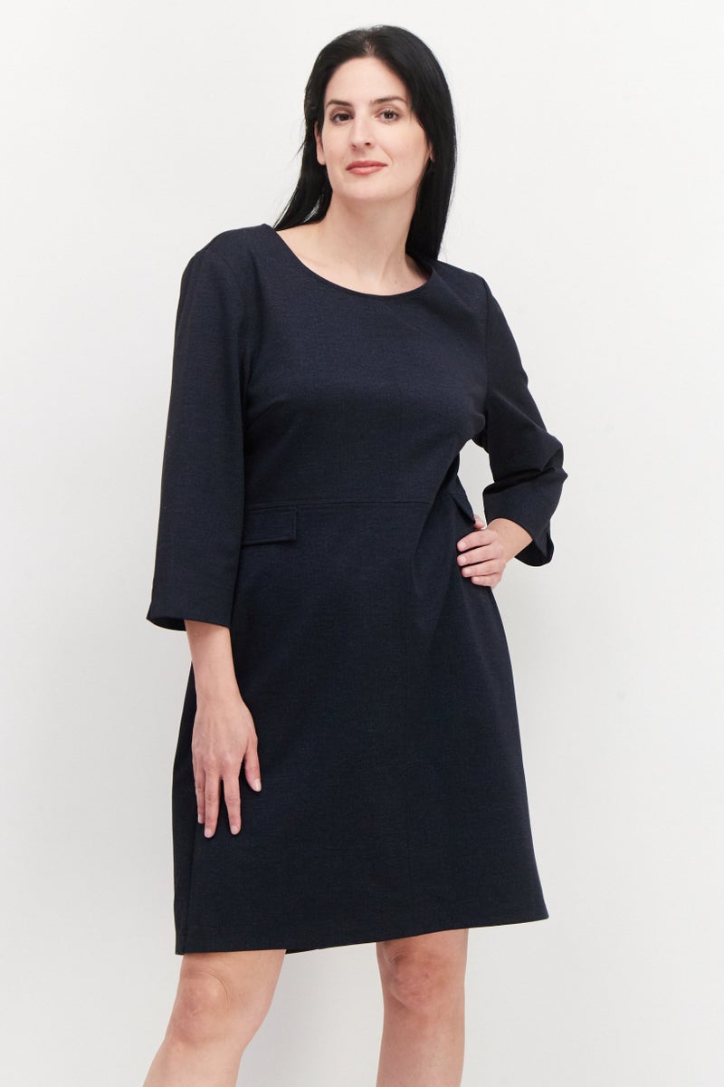 Women Chambray Midi Dress, Navy