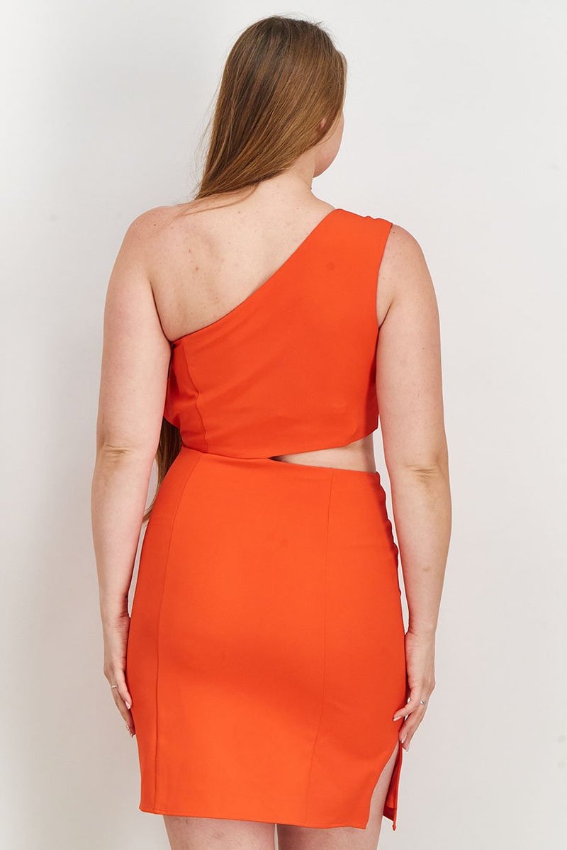 Women Side Cut Out Sheath Dress, Orange