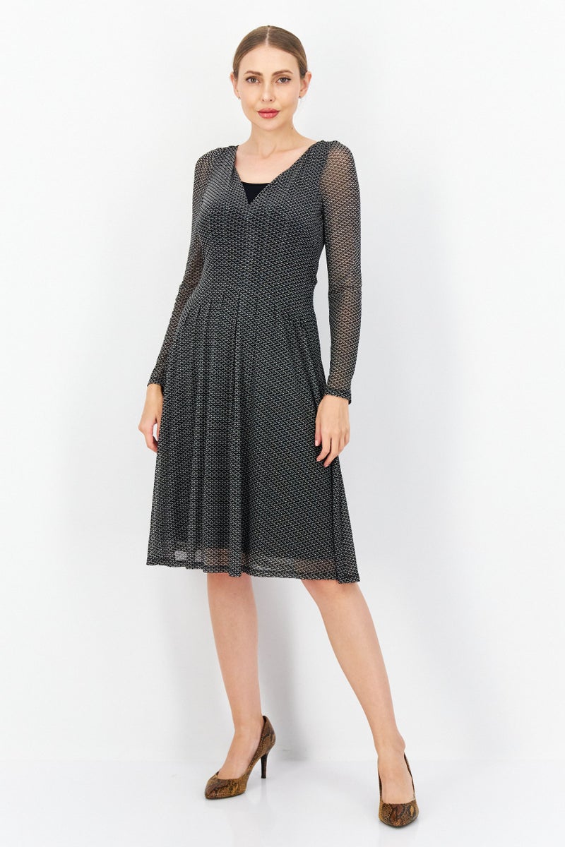 Women Printed Midi Dress, Olive