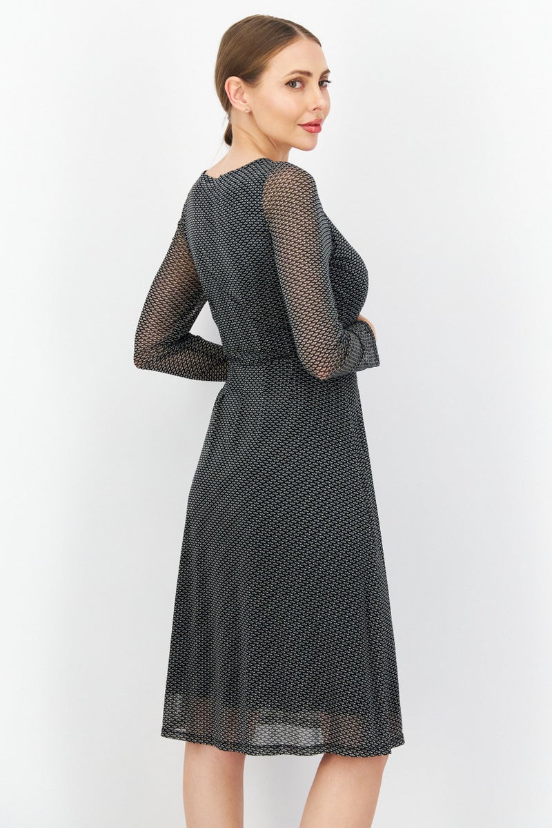 Women Printed Midi Dress, Olive