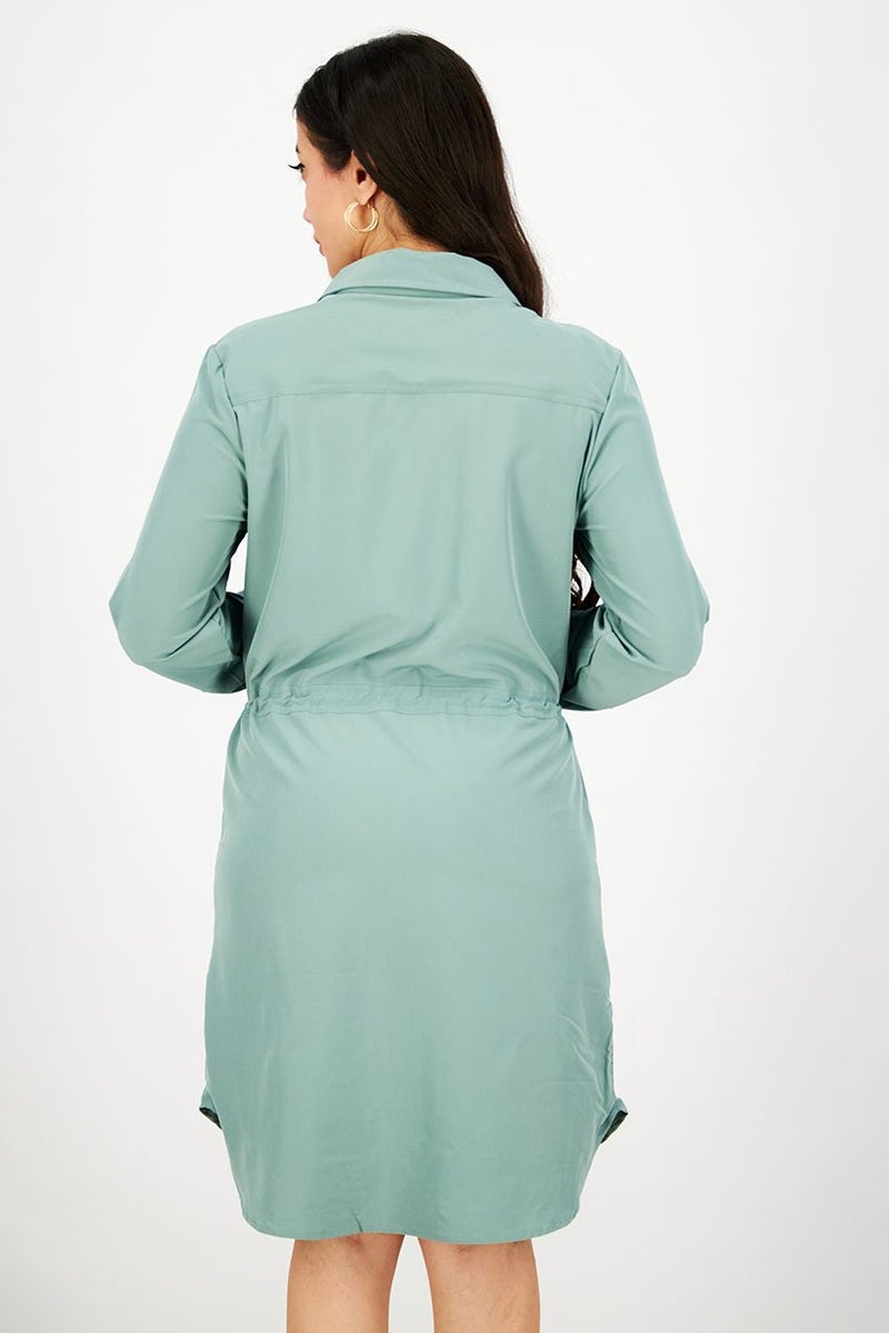 Women Textured Shirt Dress, Beach Glass