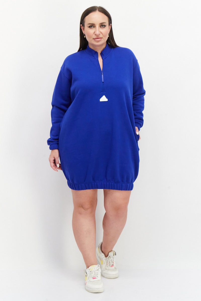 Women Plus Size Long Sleeve Outdoor Dress, Blue