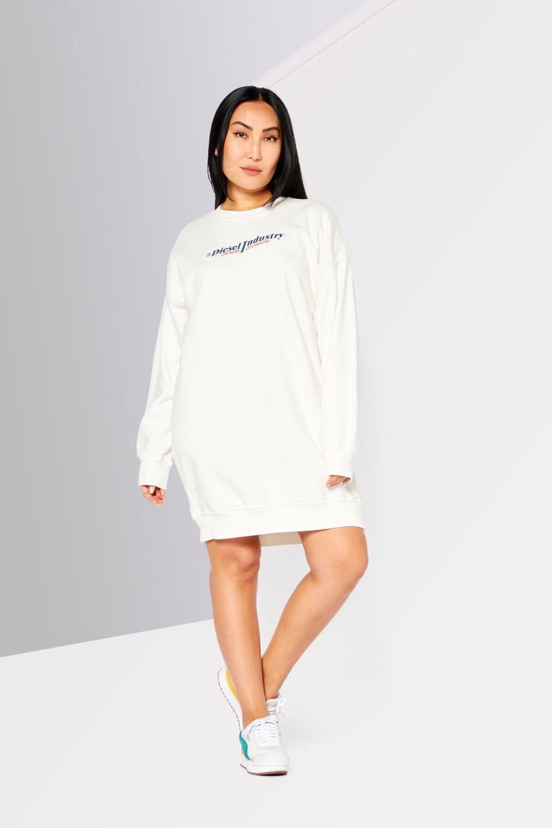 Women Brand Logo Midi Sweat Dress, Off White