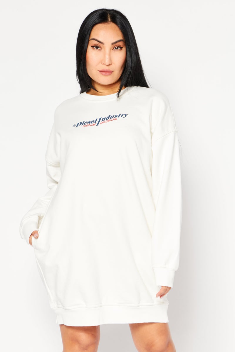 Women Brand Logo Midi Sweat Dress, Off White