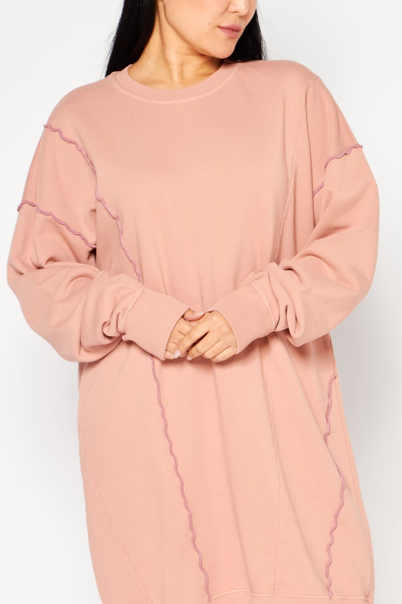 Women Plain Midi Sweater Dress, Coral