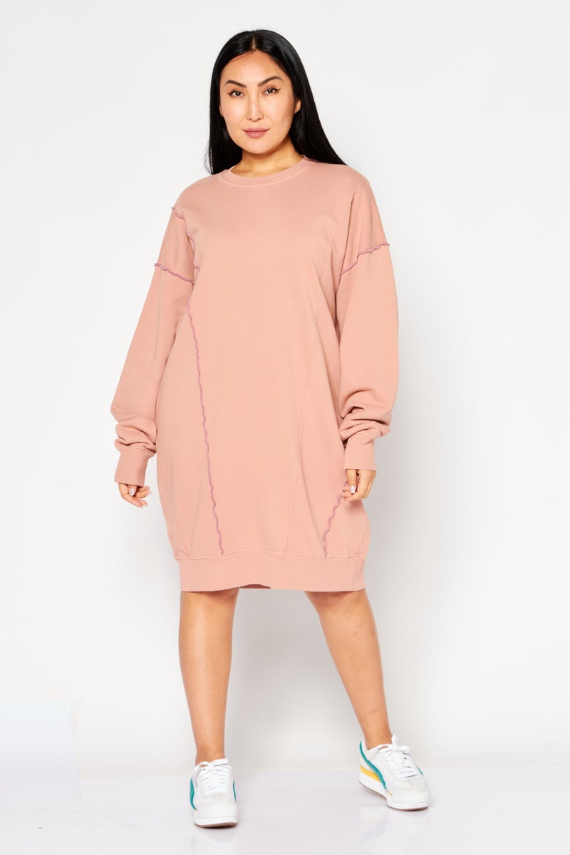 Women Plain Midi Sweater Dress, Coral