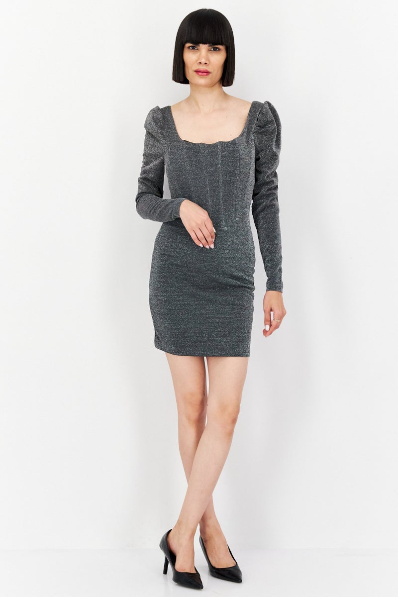Women Glittered Corset Mini Party Dress, Silver