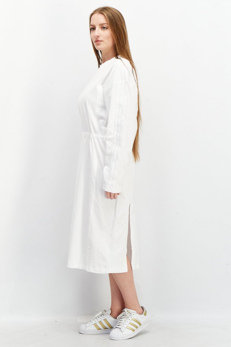 Women Sportswear Fit Long Sleeves Midi Dress, White