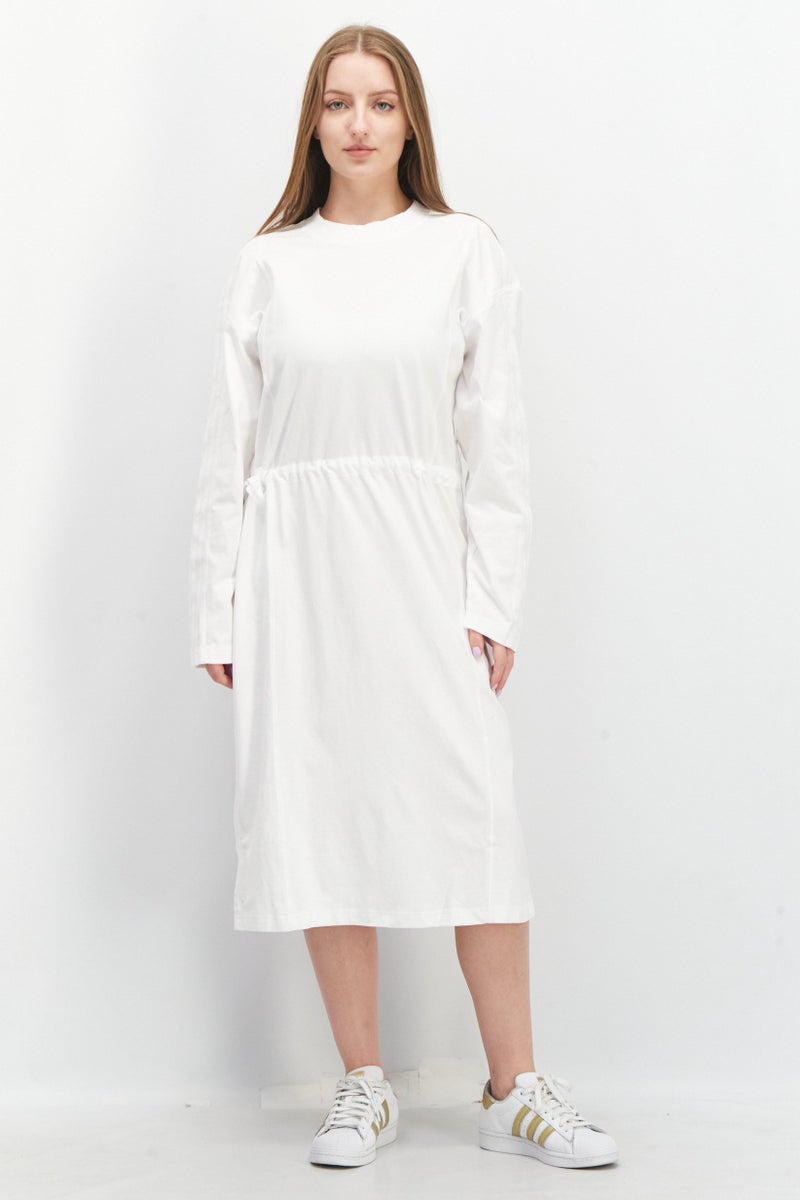 Women Sportswear Fit Long Sleeves Midi Dress, White