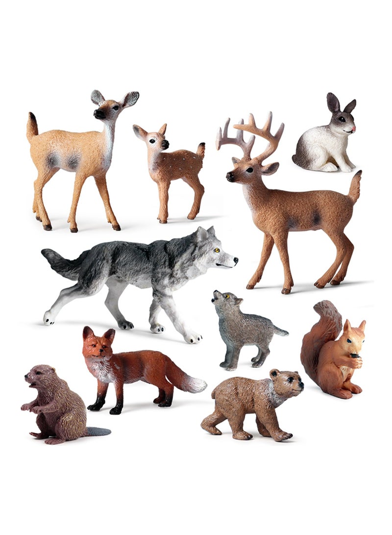 10 Forest Animal Figurines Realistic Miniature Woodland Creatures Perfect for Cake Toppers and Play