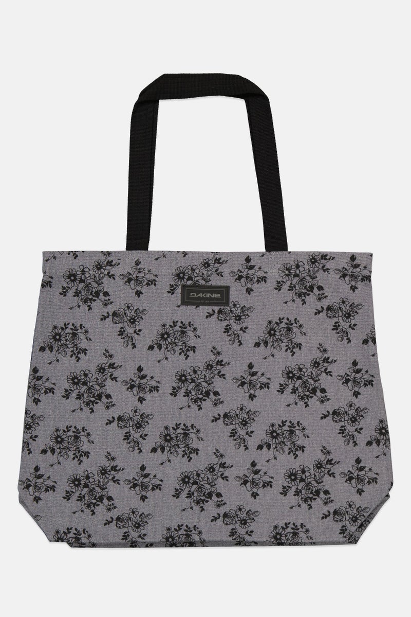 Women Floral Tote Bag 45H x 55 L x 17 W Cm, Grey/Black