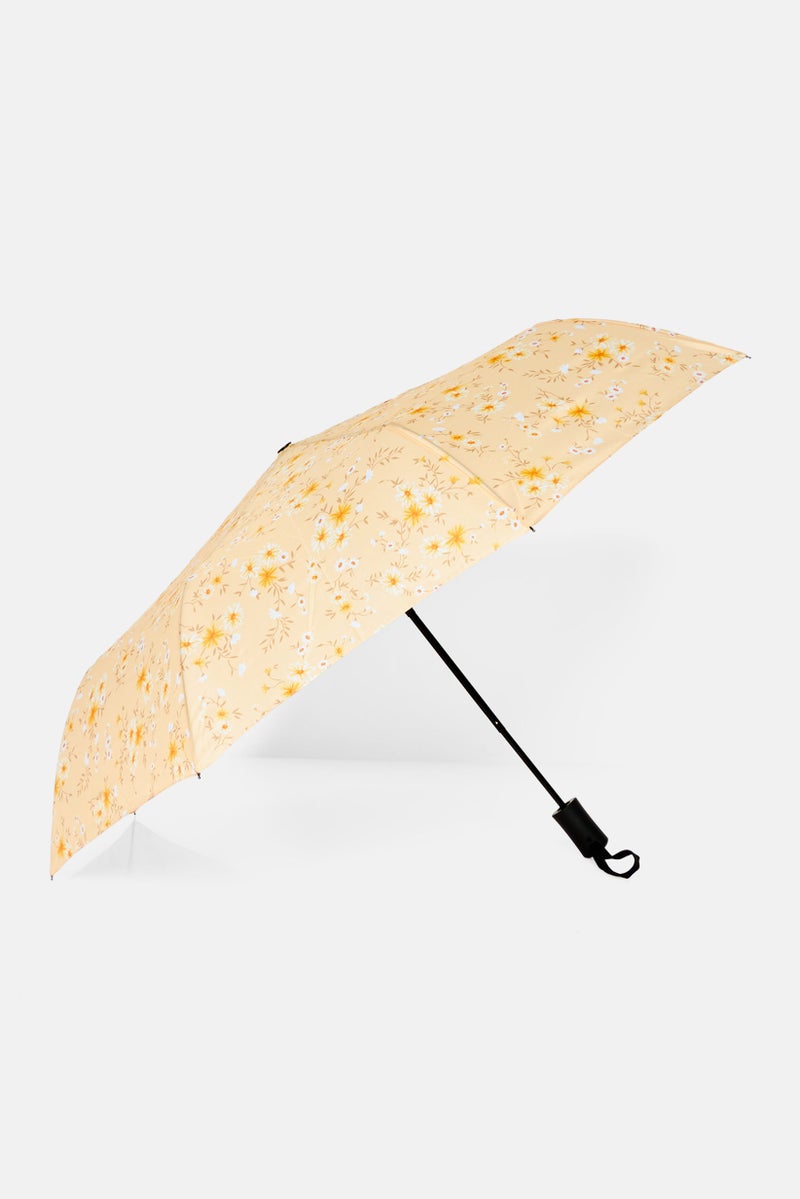 Classic Floral Printed Umbrella, Orange