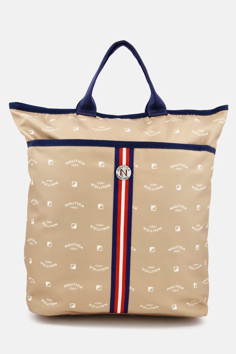 Women Brand Logo Tote Bag 36 H x 40 L x 14 W cm, Beige Combo