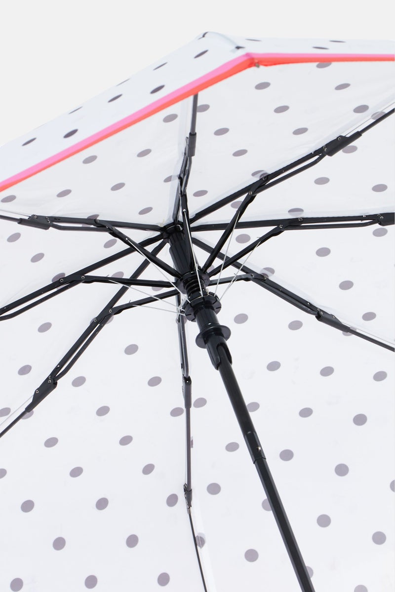 Polka Dots Printed Travel Umbrella, White Combo